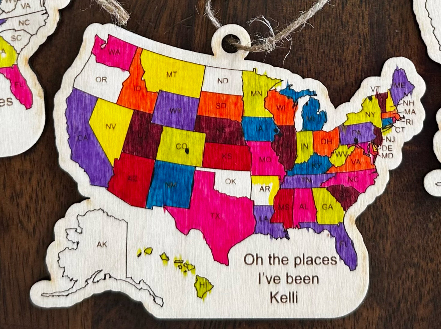 "oh the places I've been" USA map with name