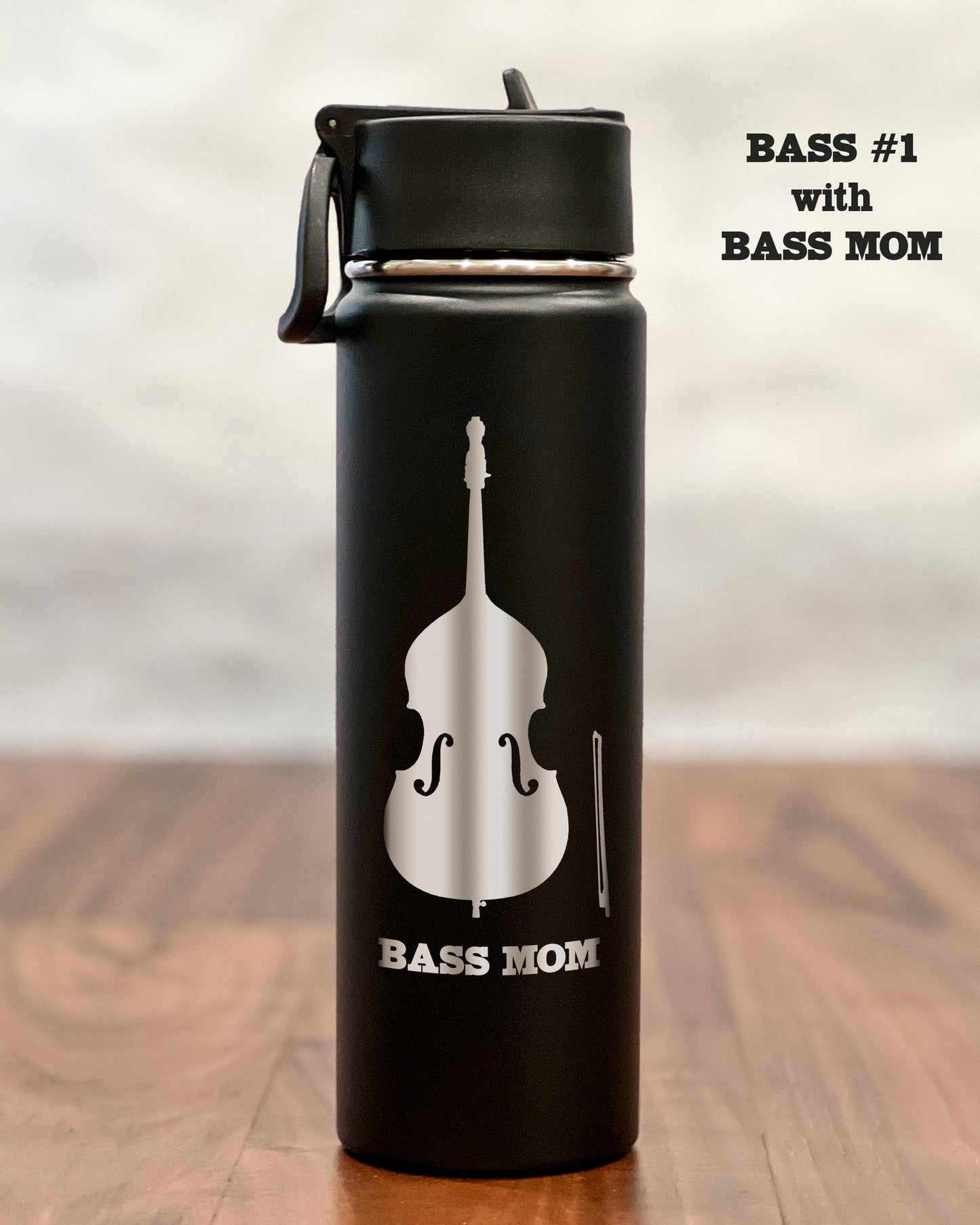 24 ounce Water Bottle with engraved Bass