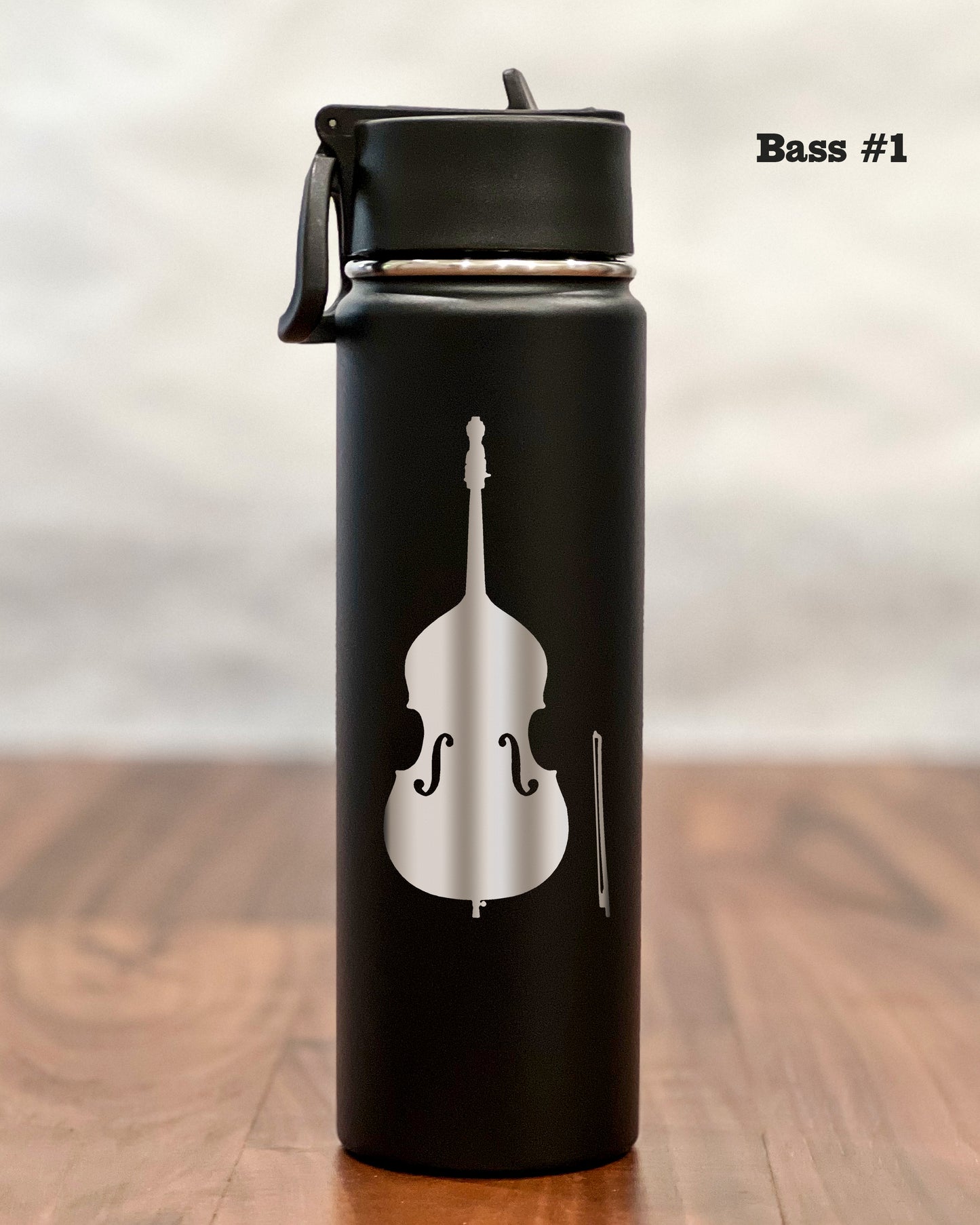 24 ounce Water Bottle with engraved Bass