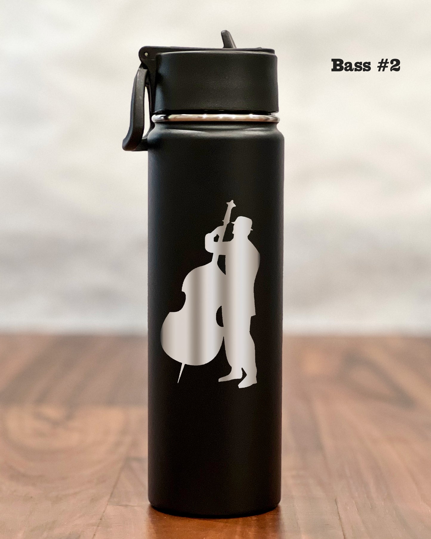 24 ounce Water Bottle with engraved Bass