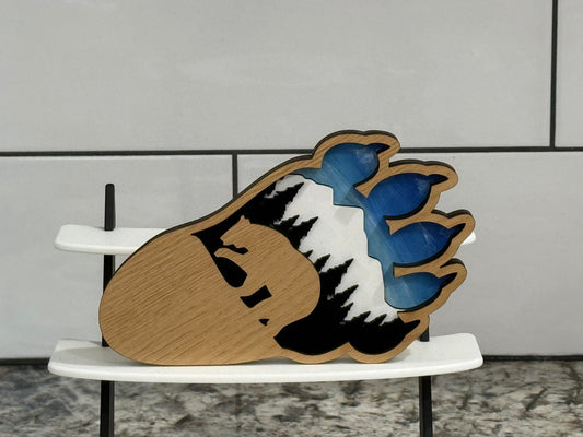 “Bear Tracks in the Night” – 4-Layer Hand-Painted Paw Print"