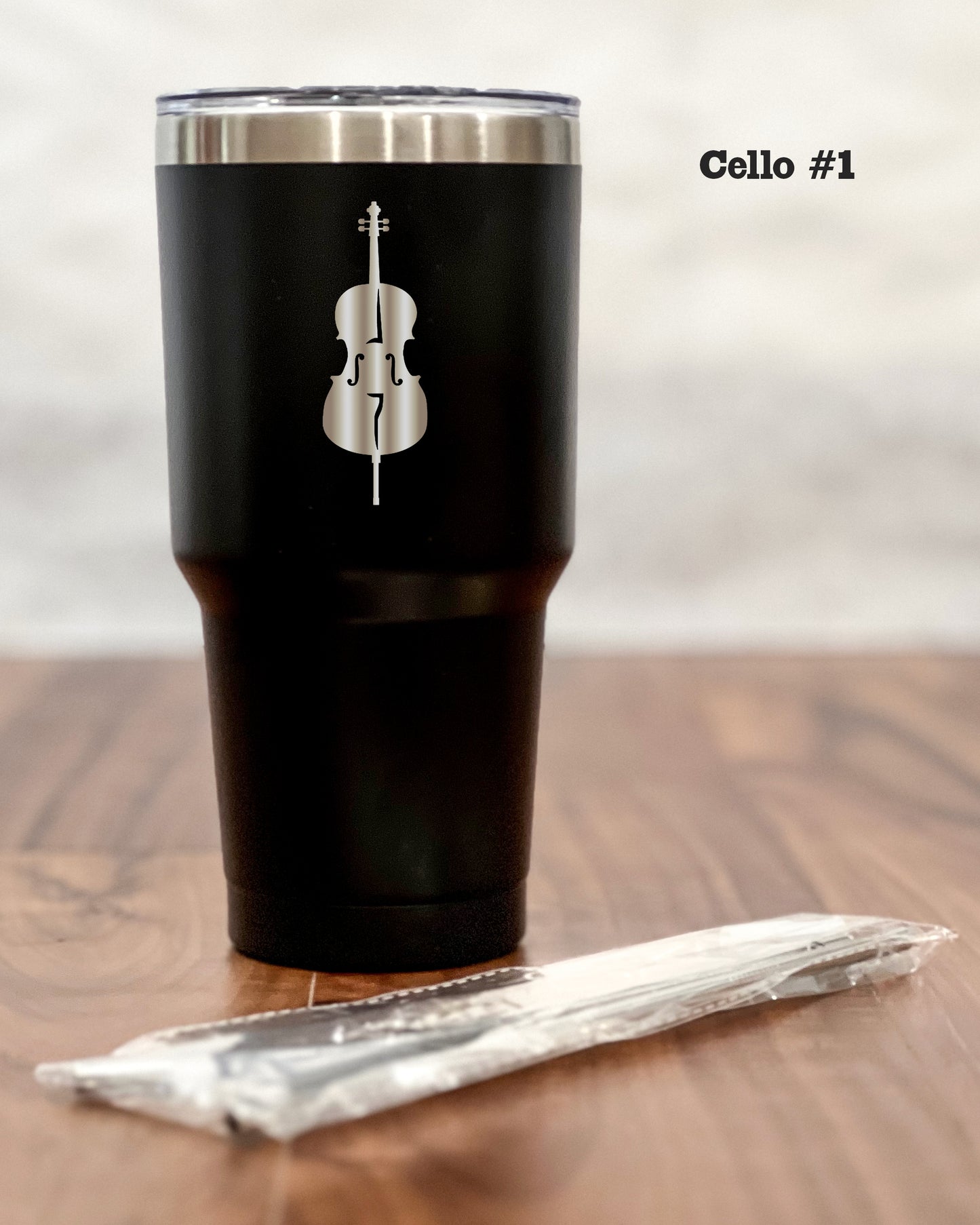 30 ounce Black Tumbler with engraved Cello