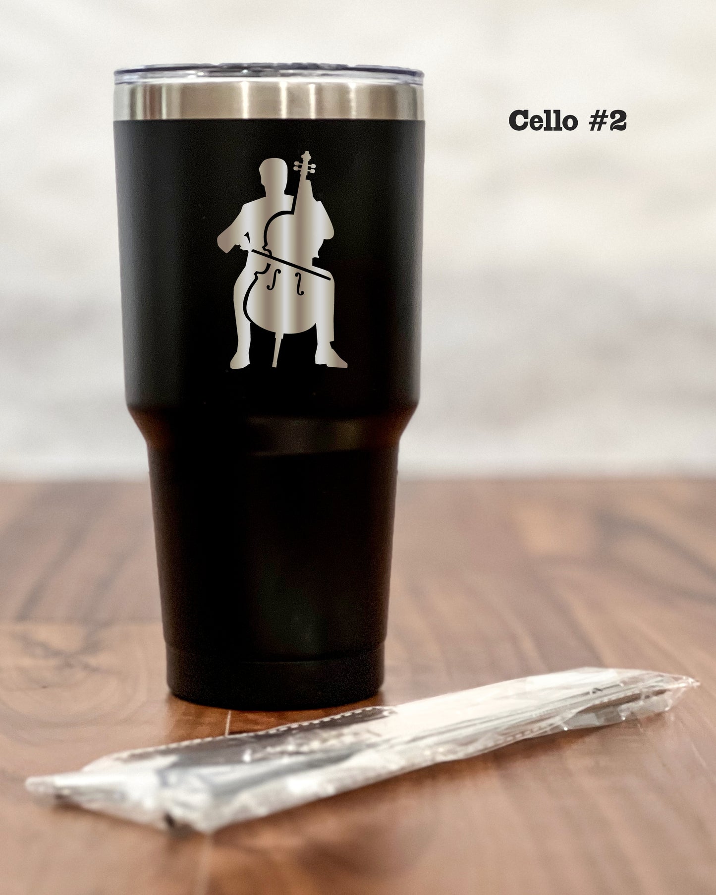 30 ounce Black Tumbler with engraved Cello