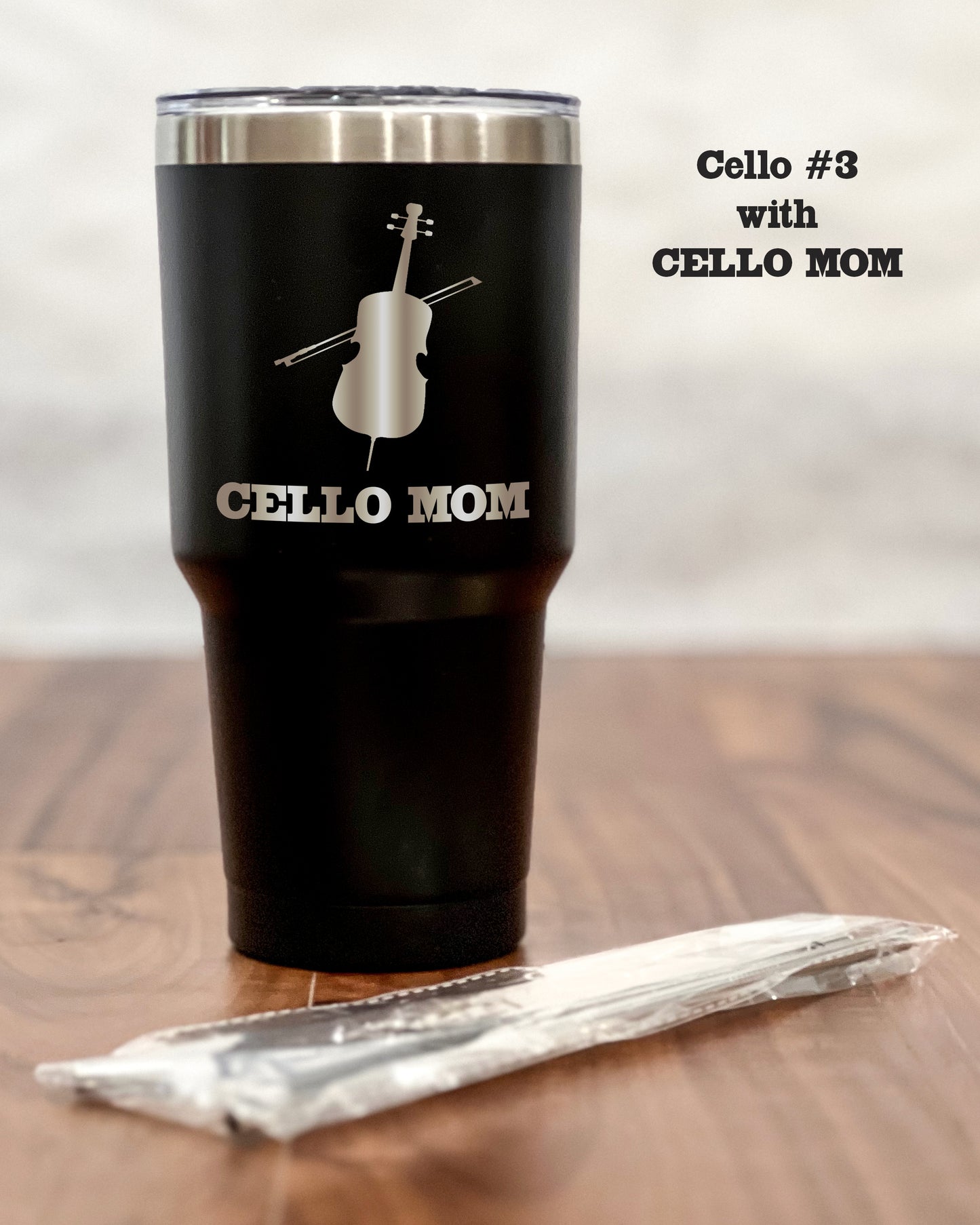 30 ounce Black Tumbler with engraved Cello