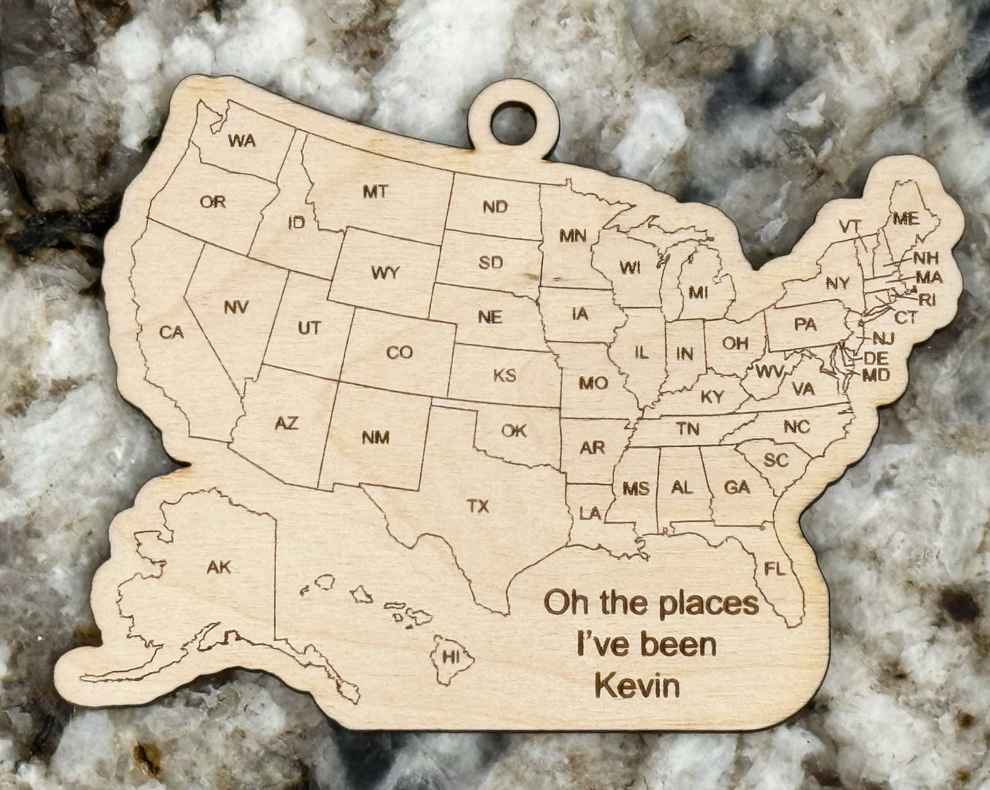 "oh the places I've been" USA map with name