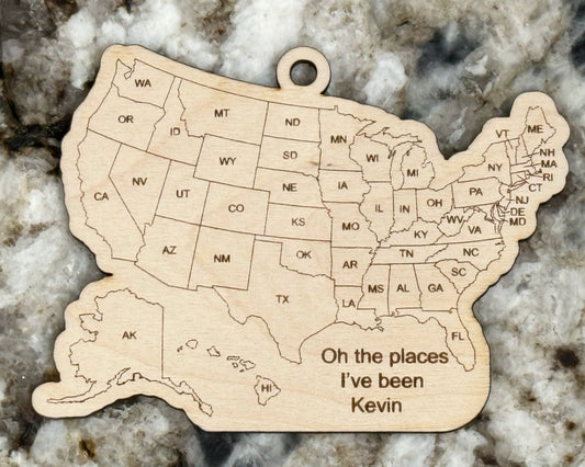 "oh the places I've been" USA map with name