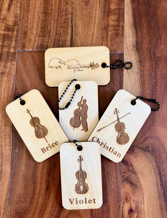 Beautiful Wooden Stringed Instrument Laser Engraved Bag Tags