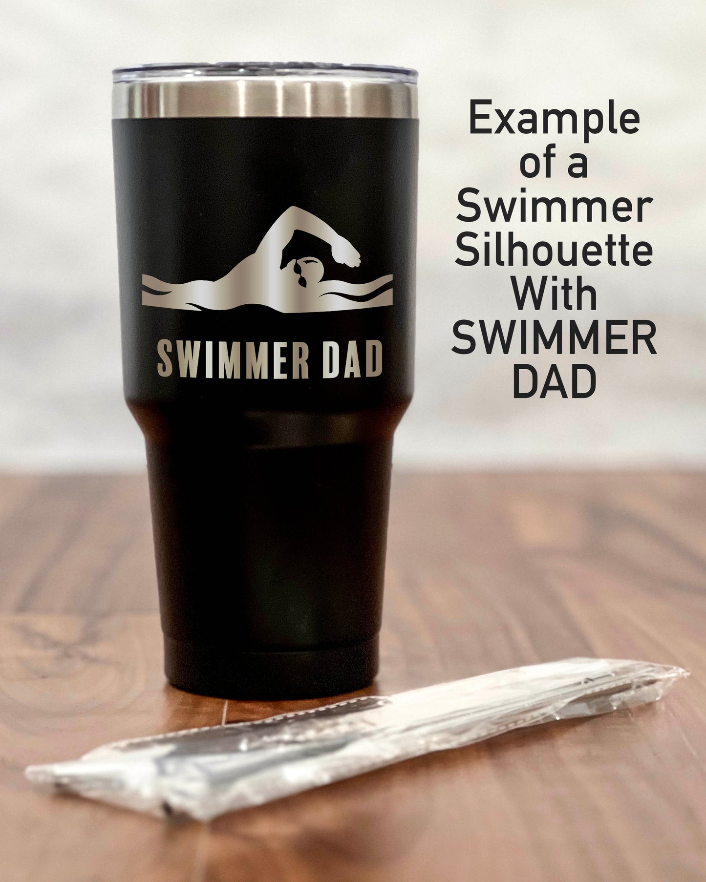 30 ounce Black Tumbler with Swimmer silhouette