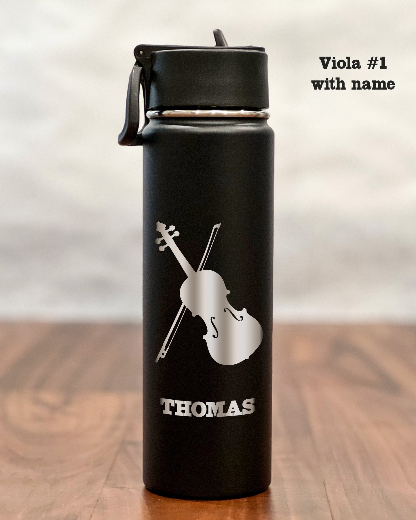 24 ounce Water Bottle with engraved Viola