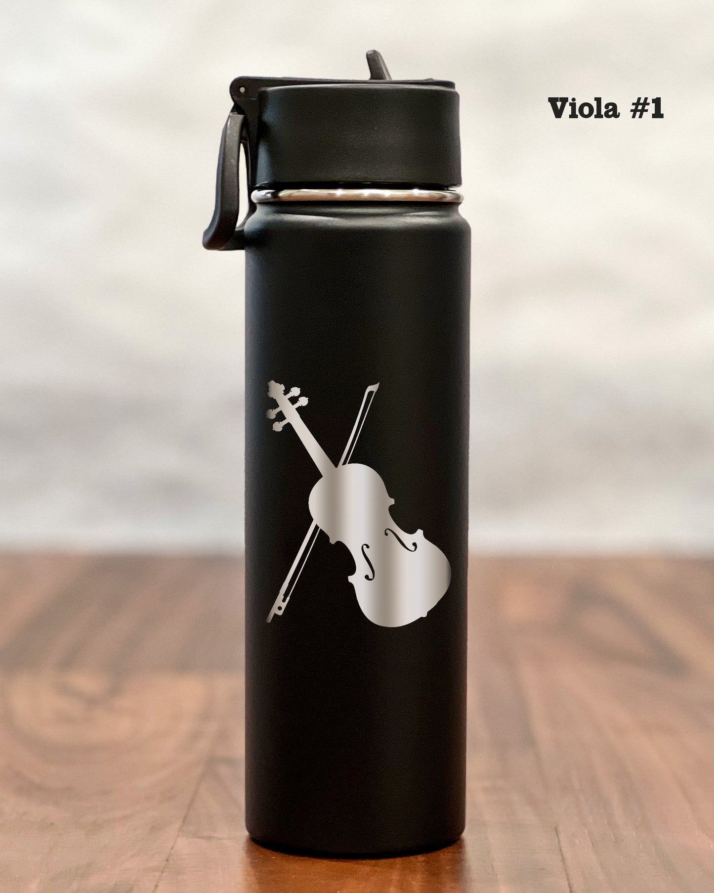 24 ounce Water Bottle with engraved Viola