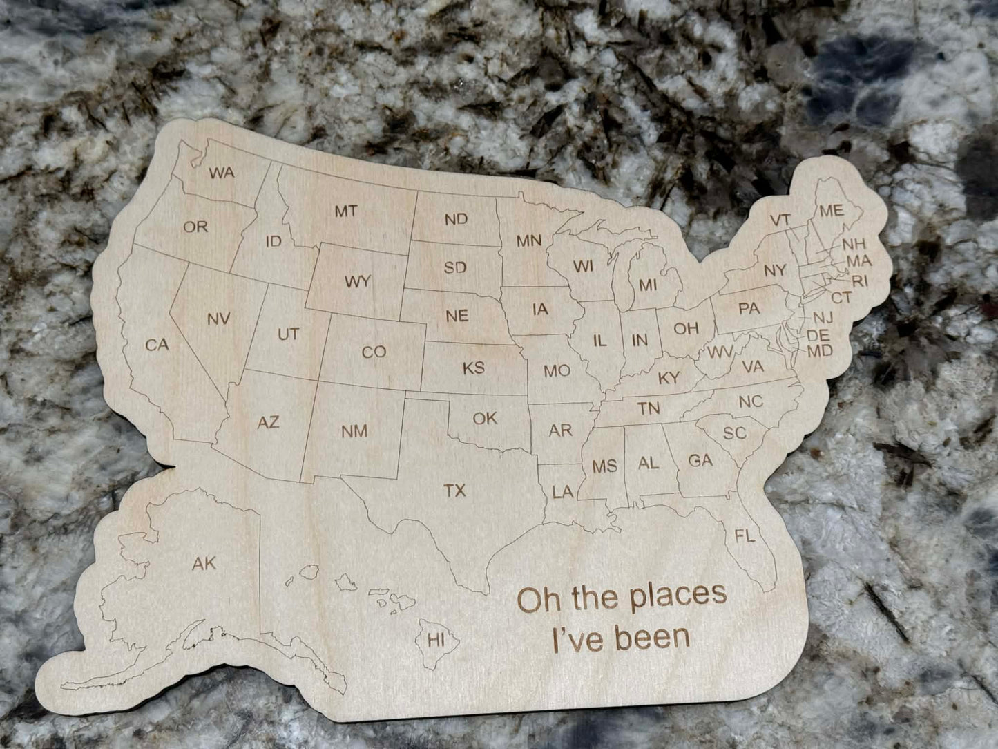 "oh the places I've been" USA map with name Wall Sign
