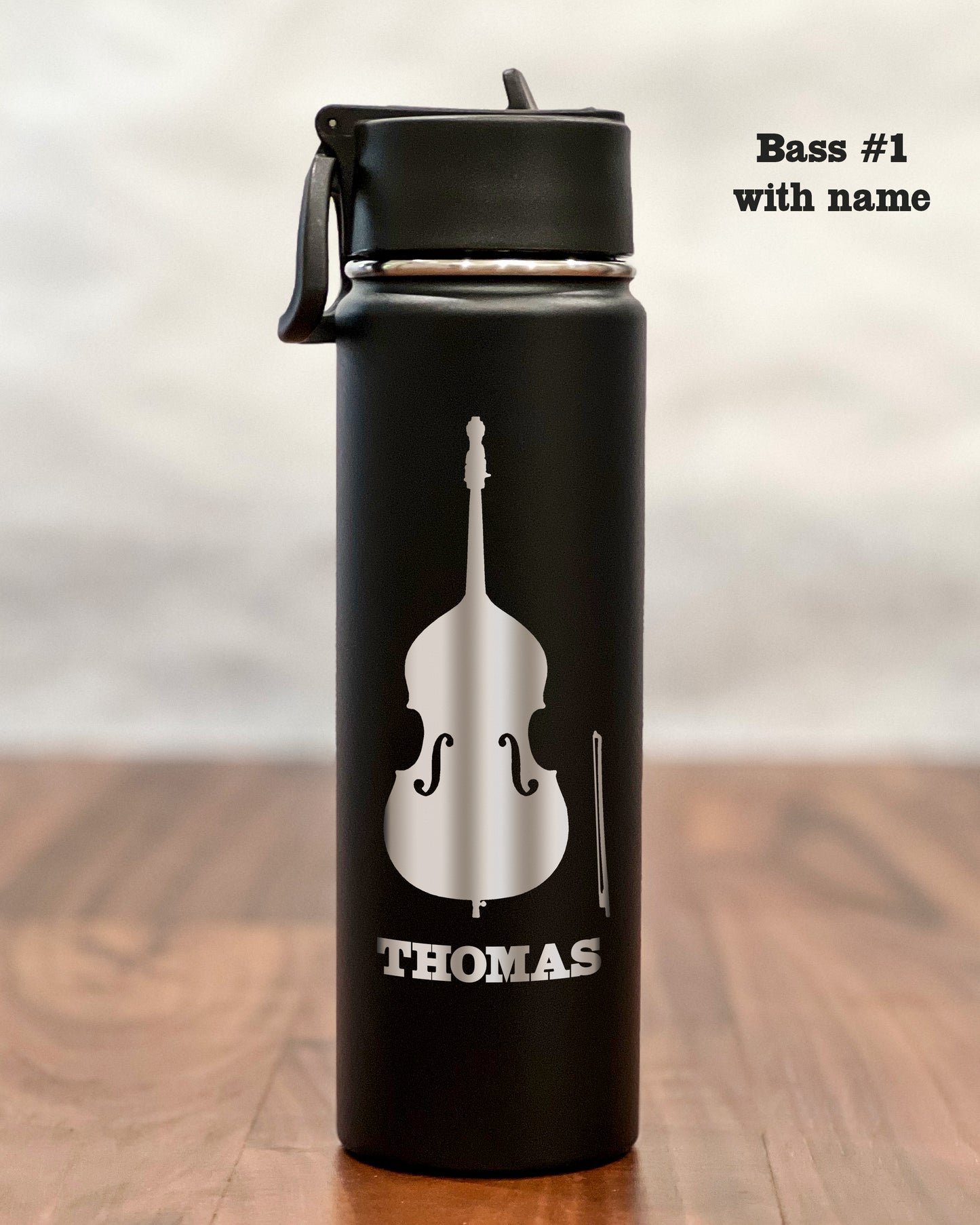 24 ounce Water Bottle with engraved Bass