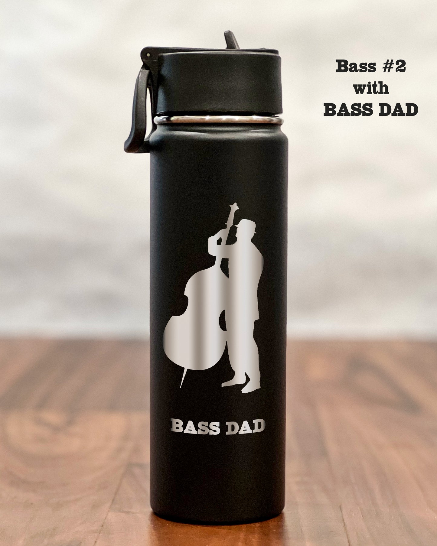 24 ounce Water Bottle with engraved Bass
