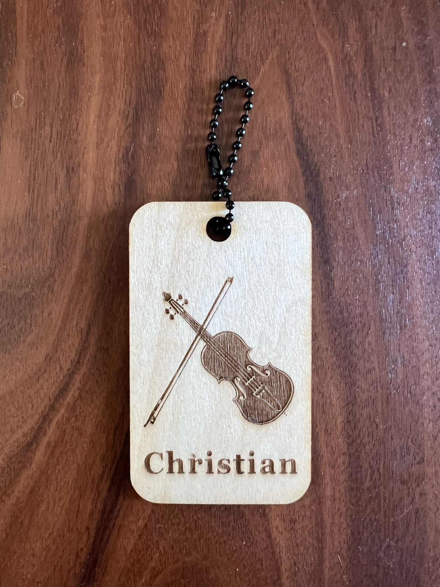Beautiful Wooden Stringed Instrument Laser Engraved Bag Tags