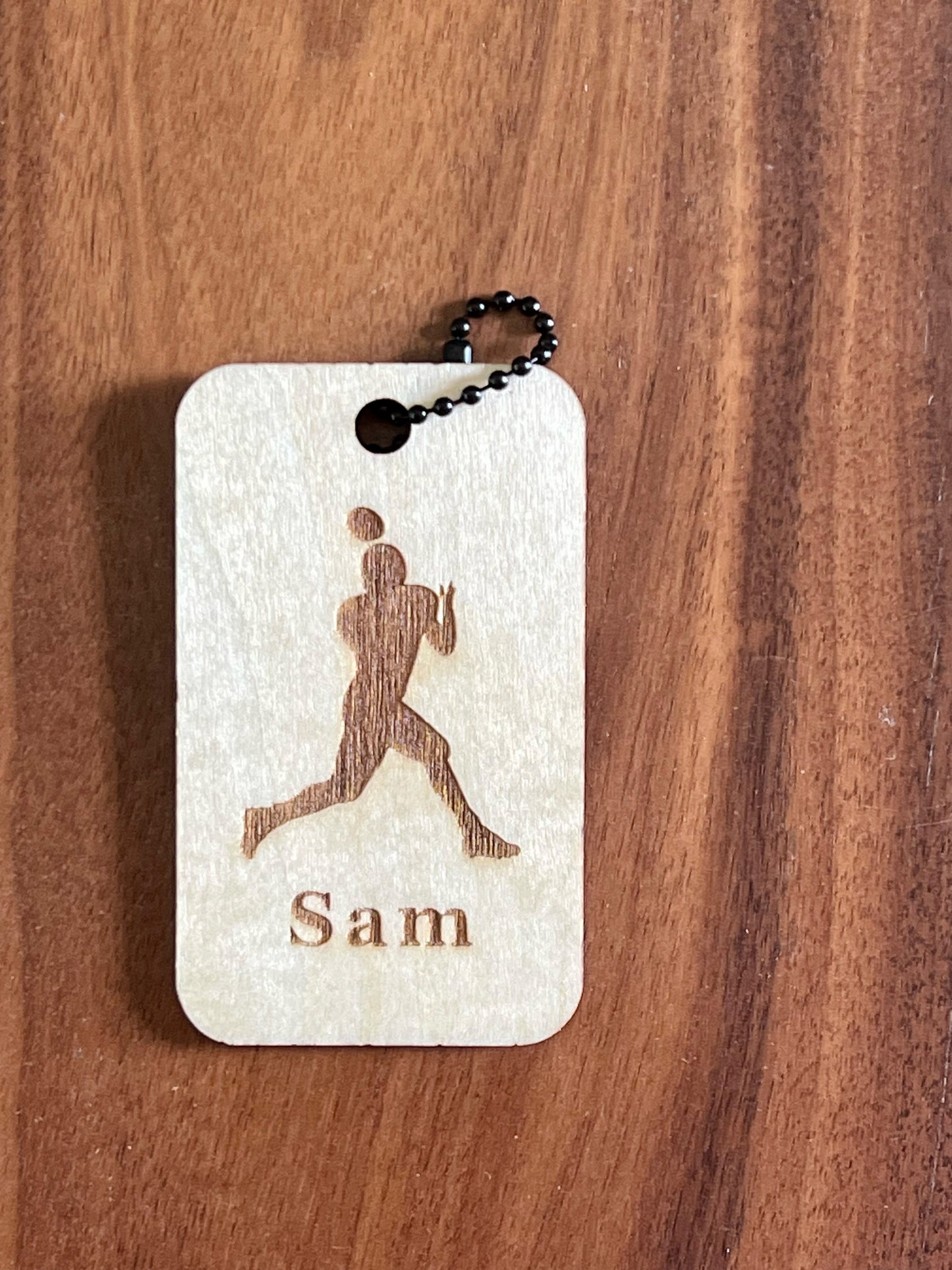 Beautiful Wooden American Football Player Laser Engraved Bag Tags