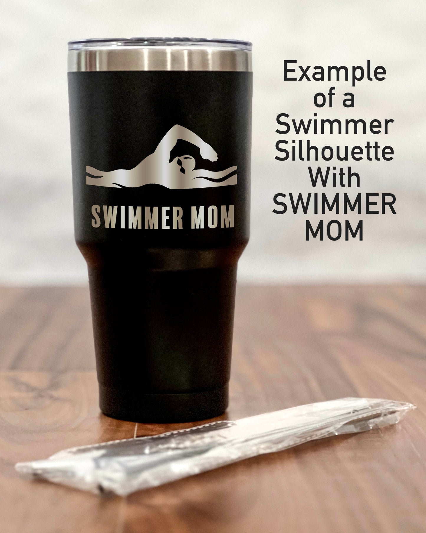 30 ounce Black Tumbler with Swimmer silhouette