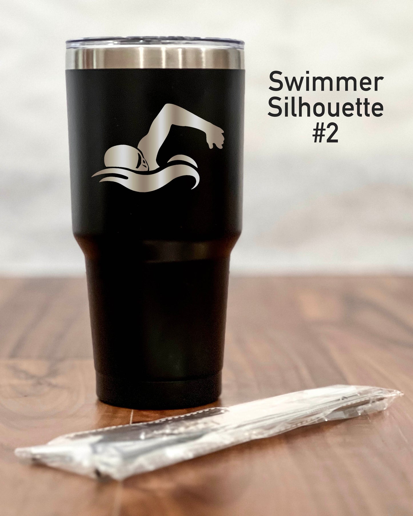 30 ounce Black Tumbler with Swimmer silhouette