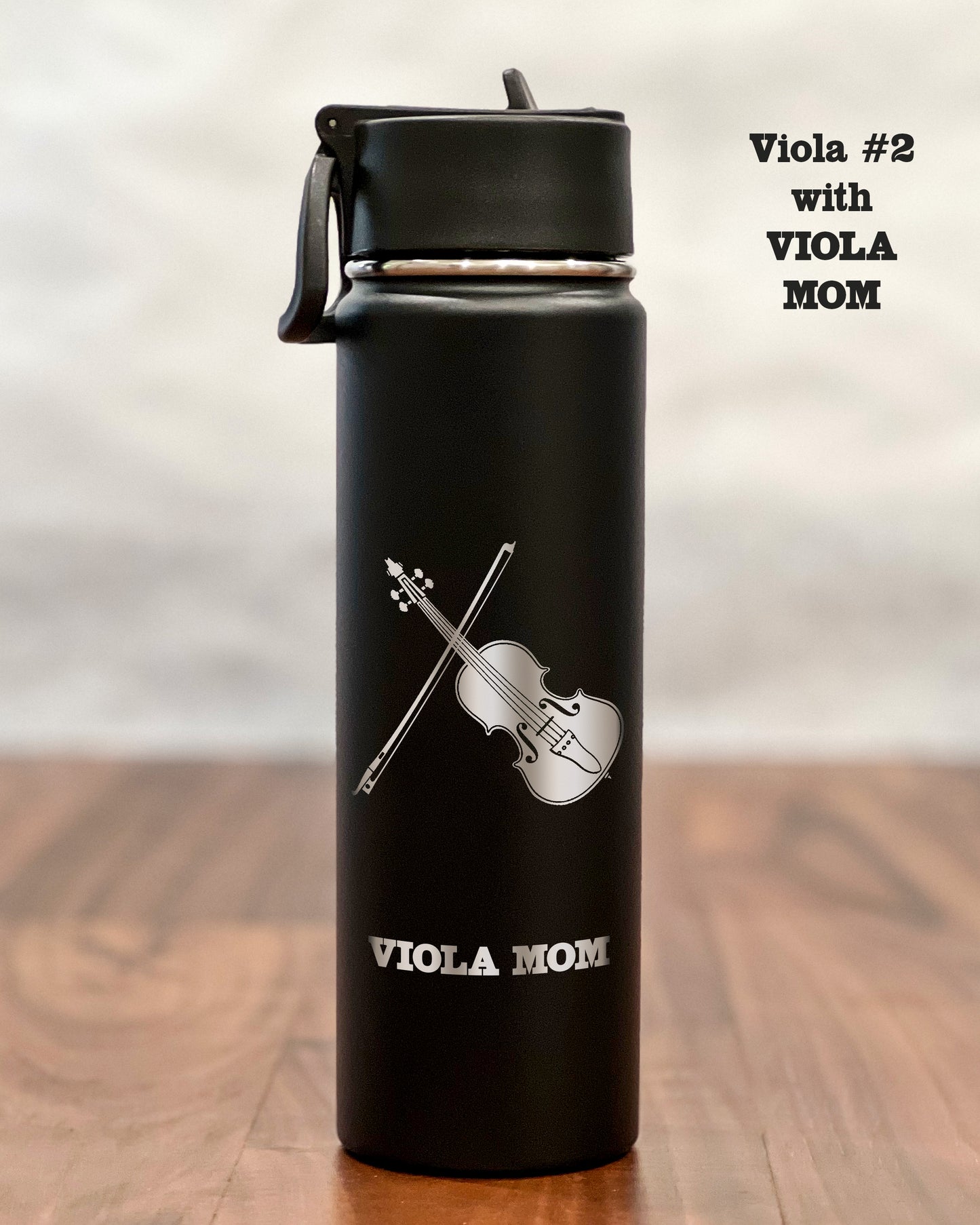 24 ounce Water Bottle with engraved Viola