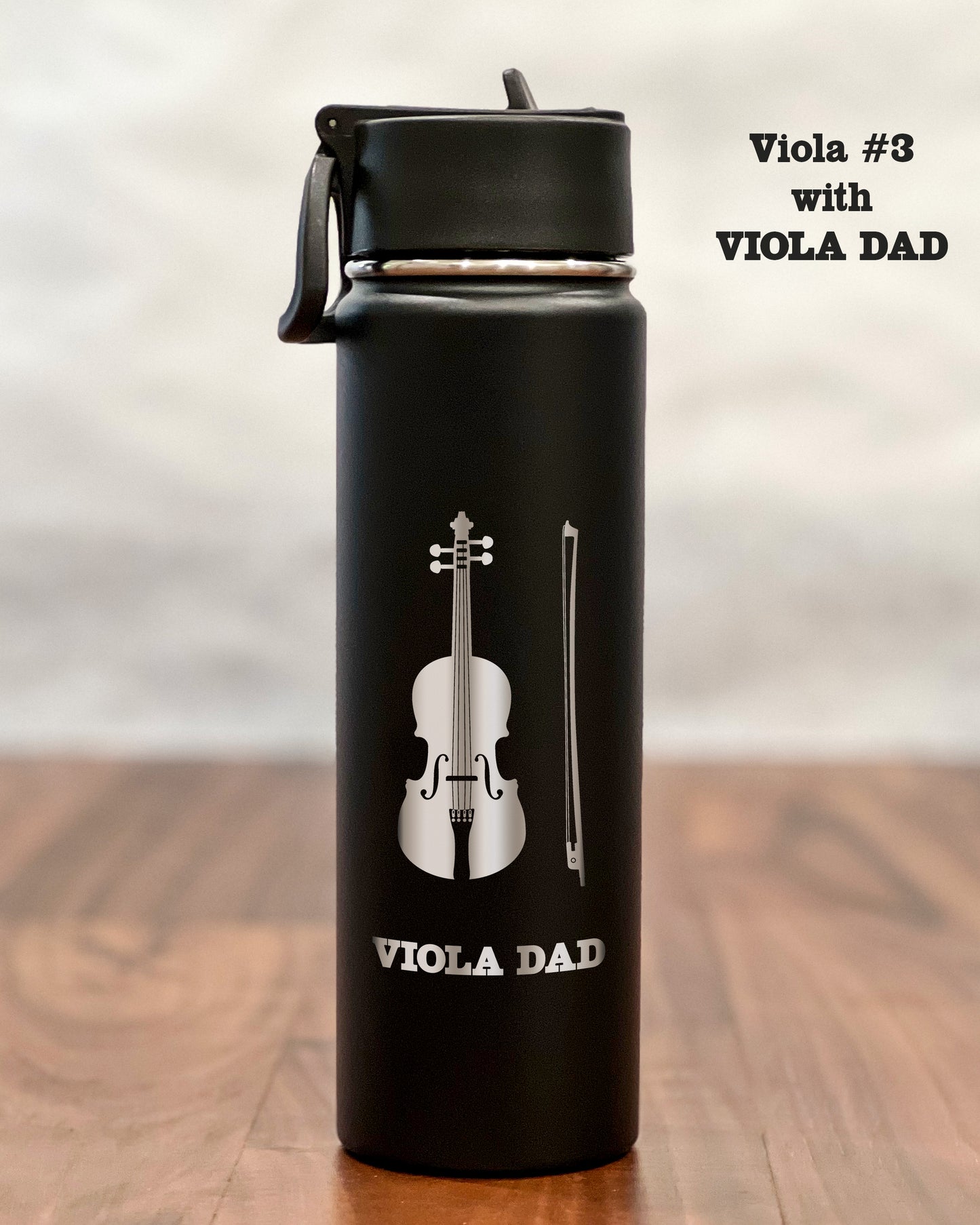 24 ounce Water Bottle with engraved Viola